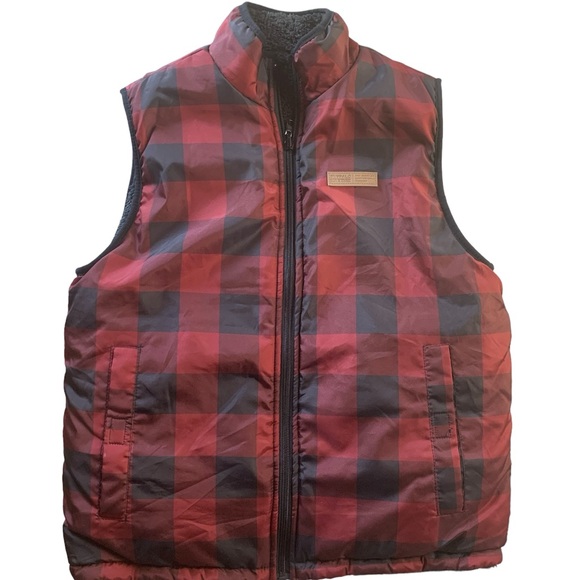 Buffalo David Bitton plaid vest reversible to gray side  size medium layer cozy - Picture 1 of 13